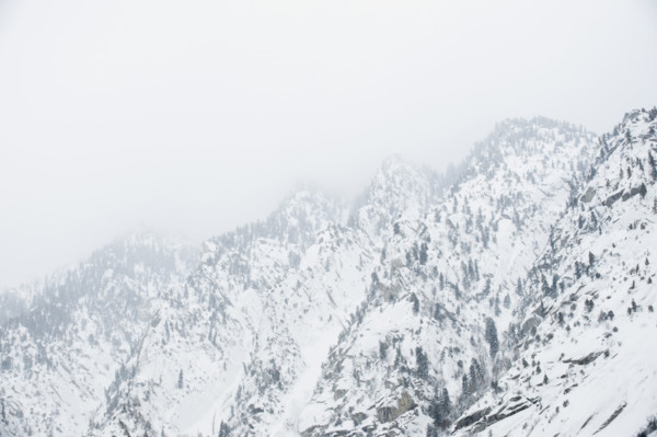 Snow covered mountains, Wasatch Mountains, Utah, United States. Date : 2008