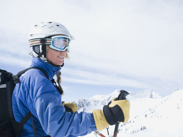 Woman wearing ski gear. Date : 2008