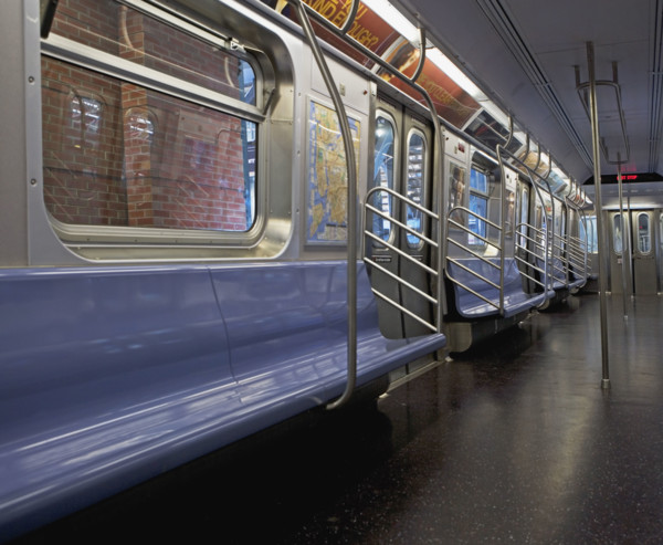 Interior of subway train, New York City, New York, United States. Date : 2008