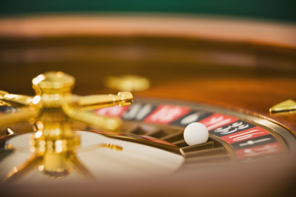 Close up of spinning roulette wheel.
