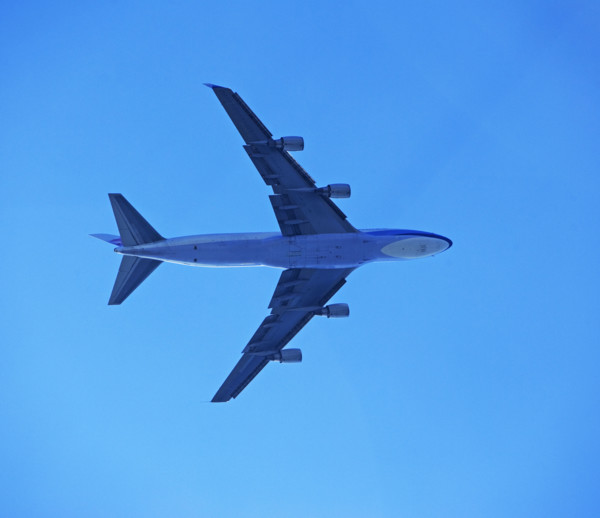 Low angle view of airplane in sky. Date : 2008