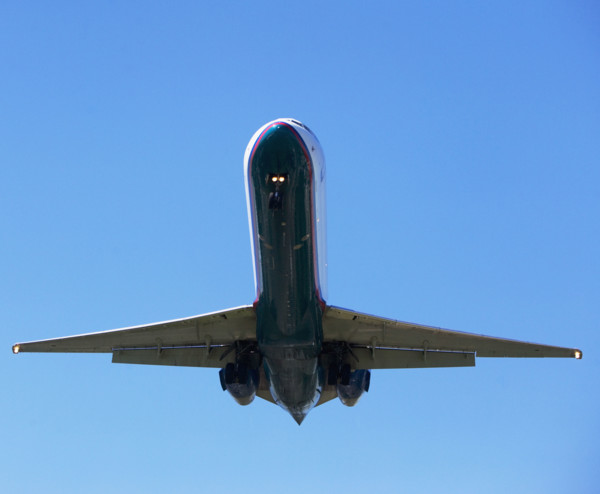 Low angle view of airplane in sky. Date : 2008