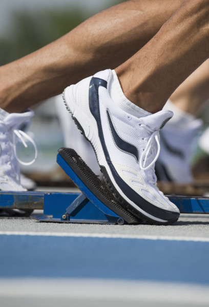 Runners on starter block.