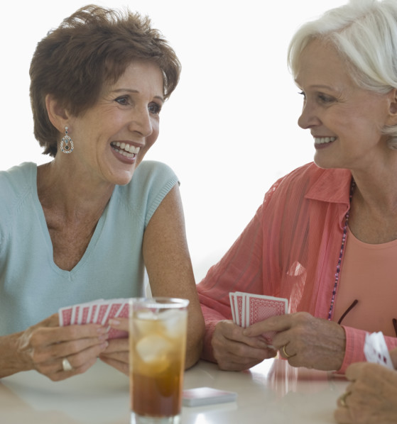 Senior women socializing.