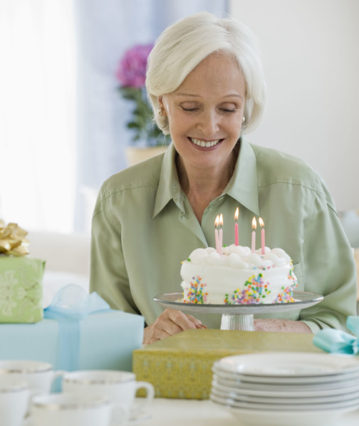 Senior women celebrating birthday .