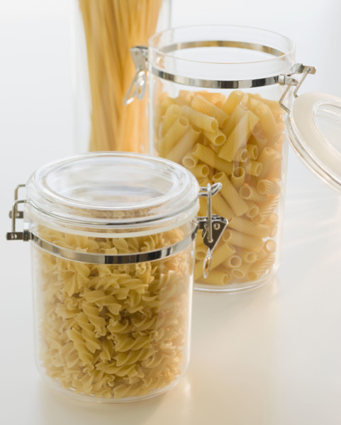 Containers of pasta.