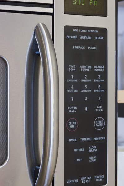 Close up of microwave oven.