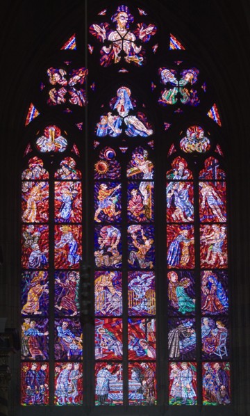 Interior view of cathedral window.