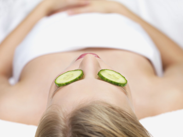 Young woman lying down in massage table. Date : 2008