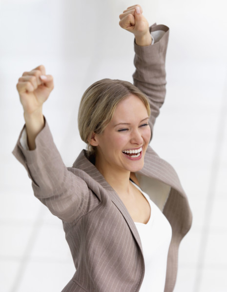 Happy businesswoman celebrating. Date : 2008