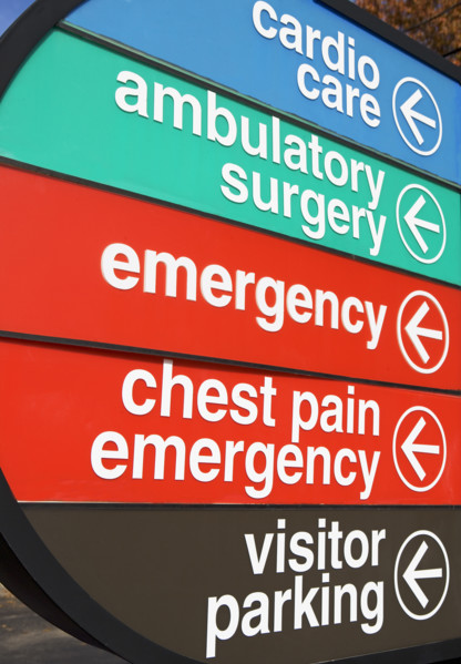 Hospital sign. Date: 2008
