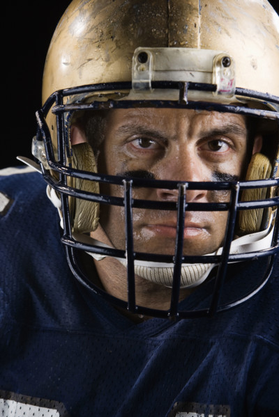 Close up of football player looking serious. Date: 2008