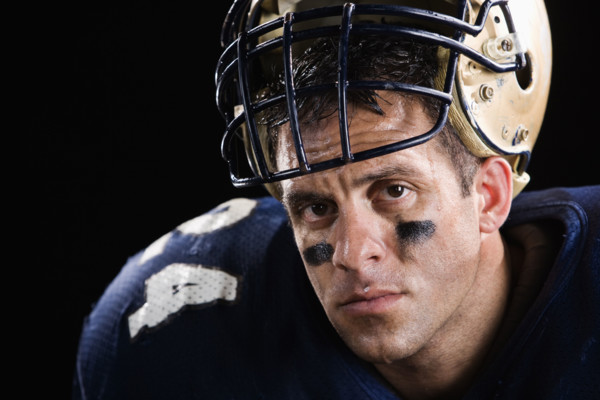 Football player looking serious. Date : 2008