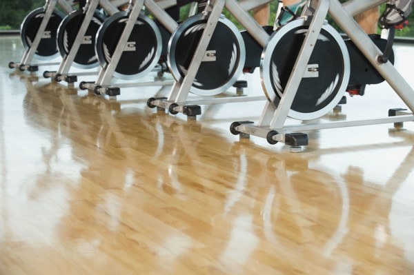 Exercise bikes in a row. Date: 2008