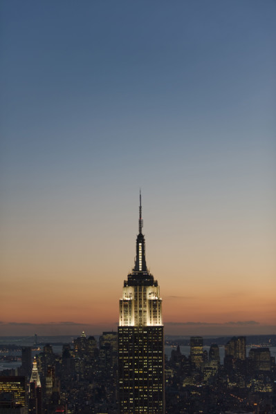 Sunset view of Empire State Building.