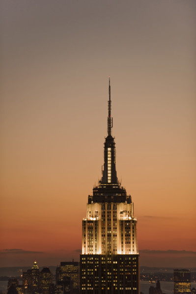 Sunset view of Empire State Building.