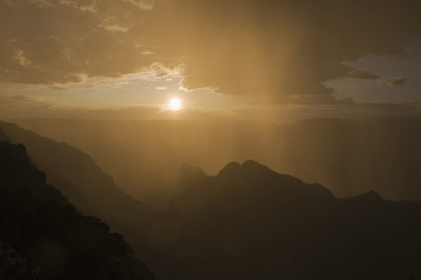 Sun setting over Grand Canyon National Park.