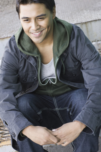 Man sitting on step. Date : 2008