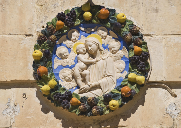 Madonna and child house plaque, Mdina, Malta.