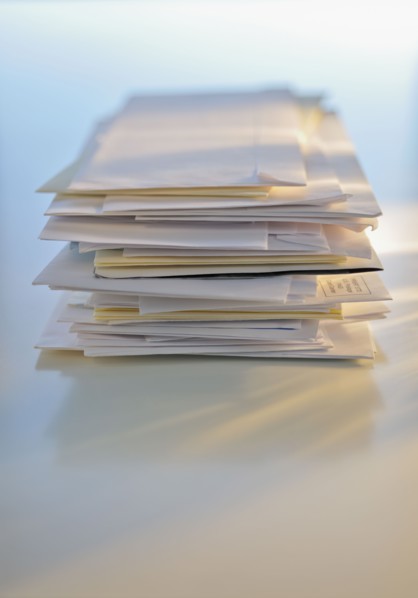 Stack of mail.