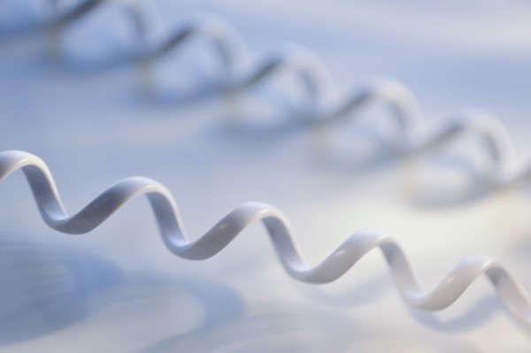Close up of telephone cord.