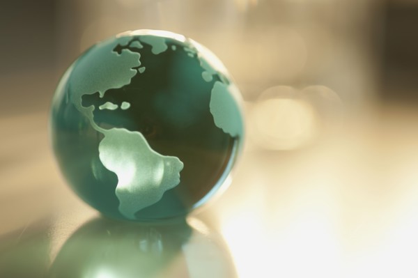 Close up of glass globe.