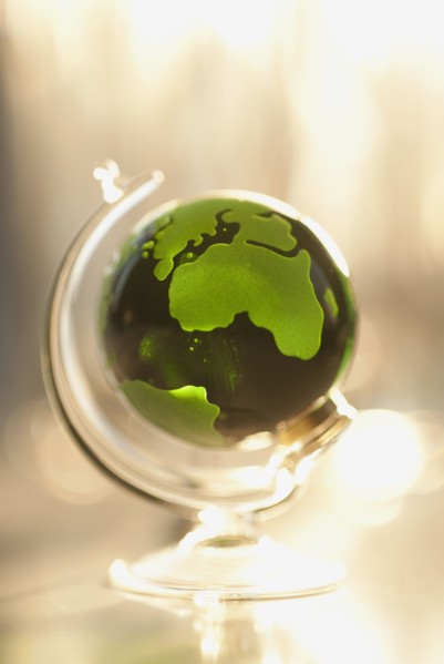 Close up of glass globe.