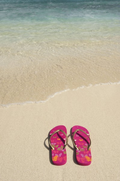 Sandals on beach.