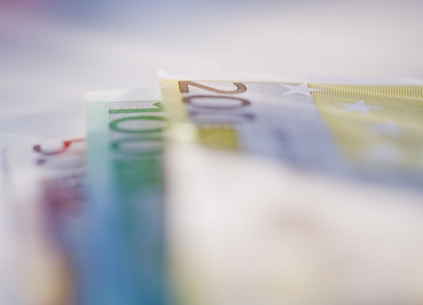 Close up of paper euros.
