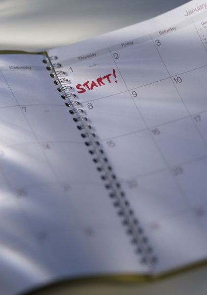 January first marked on calendar.