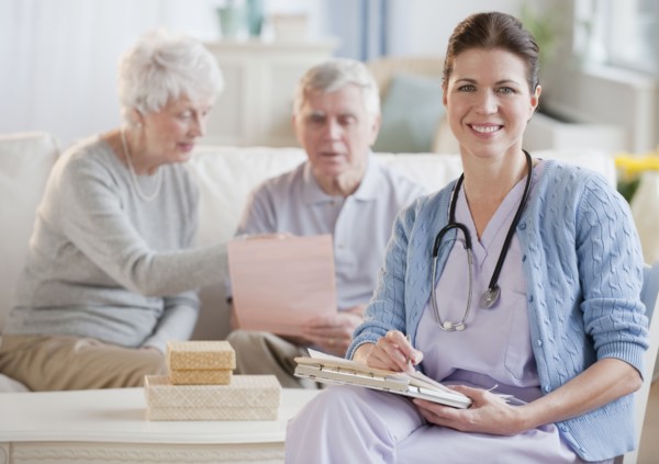 Nurse with senior adults.