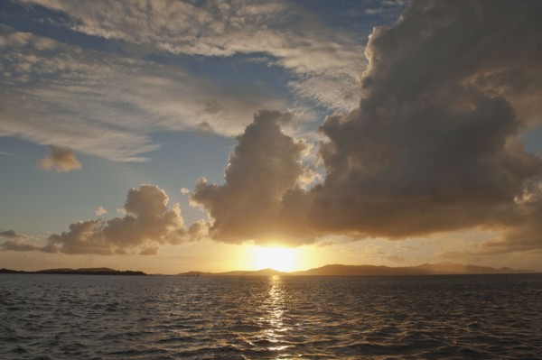 View of St. Thomas at sunset.