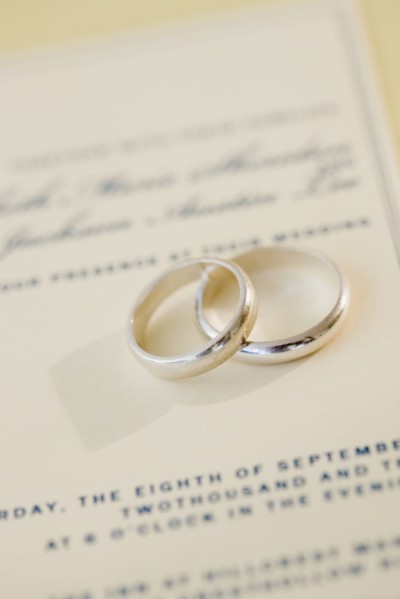 Close up of wedding rings. Photographe : Jamie Grill