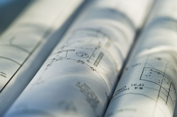 Close up of blueprints. Photographe : Daniel Grill