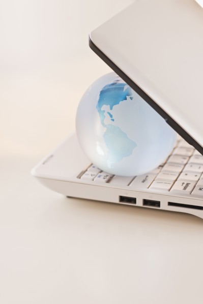 Globe inside laptop.