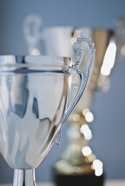 Silver trophies.