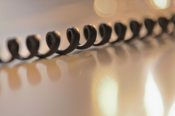 Close up of telephone cord.