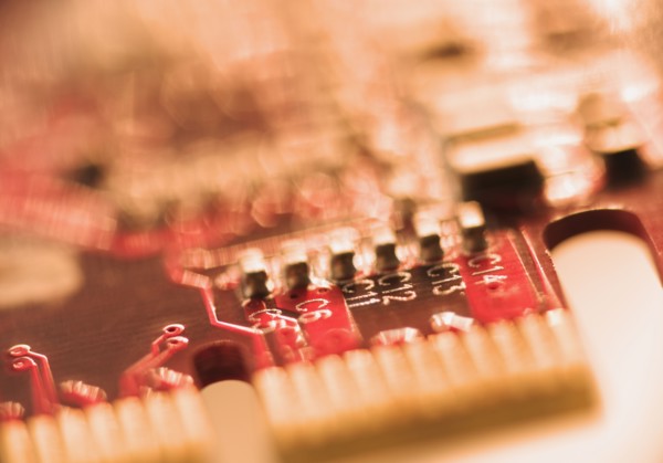 Close up of computer circuit board.