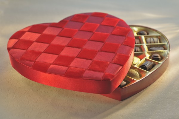 Heart box of chocolates.