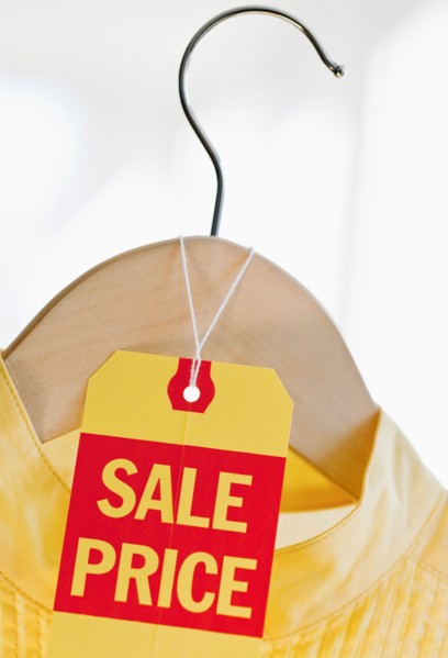 Garment with price tag.