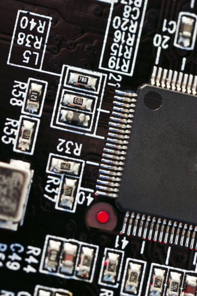 Close-up of computer chip.