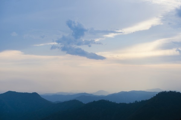 Mountain landscape with trees.