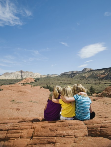 A mother and two kids at Red Rock