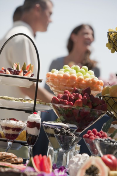 A buffet table at a party