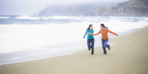 Two girl friends at the beach