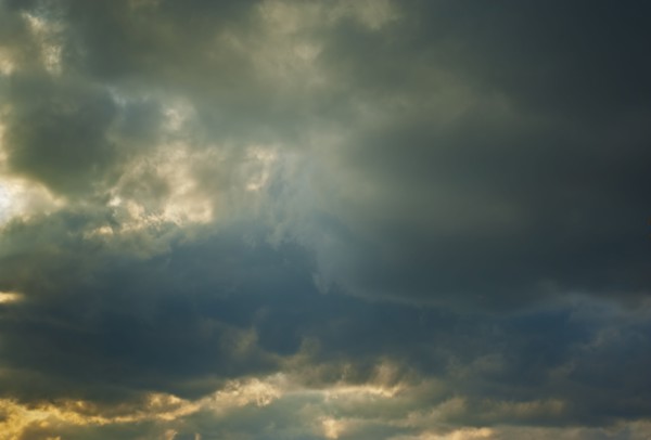 Dark clouds in the sky.