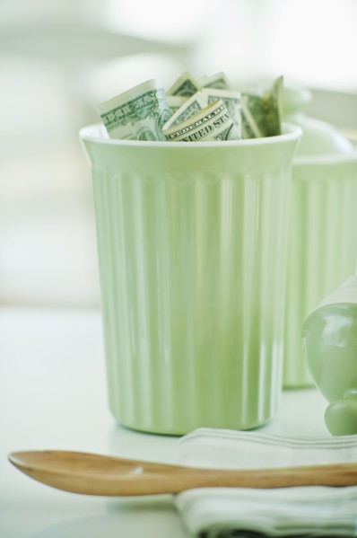 A jar with money in it.
