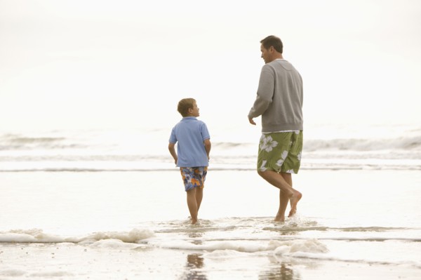 Father and son at the beach