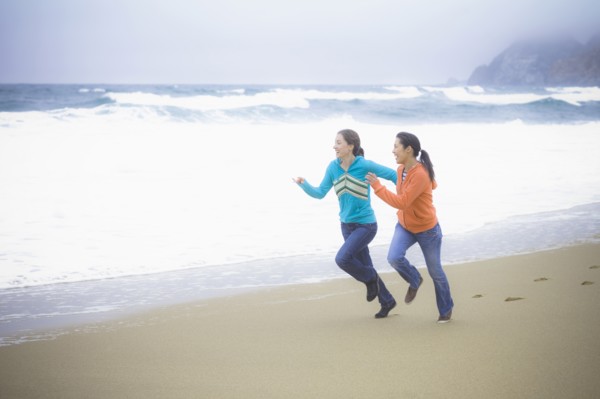 Two girl friends at the beach