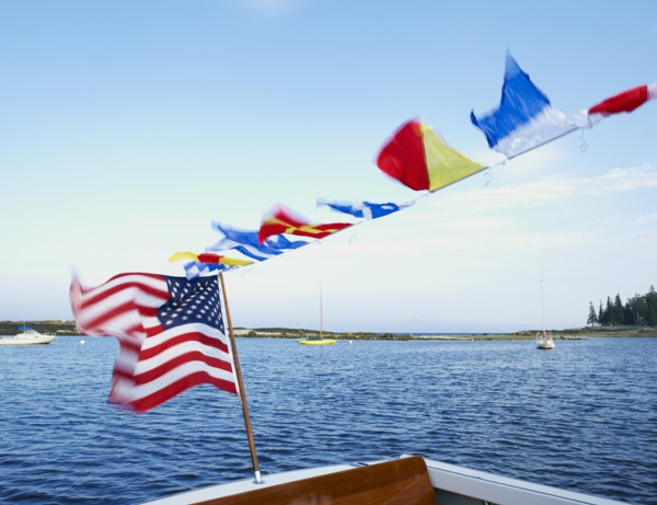 A boat with an American flag
